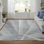 Brighton Modern Abstract, Ivory/Blue/Silver