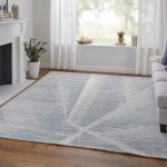 Brighton Modern Abstract, Blue/Ivory/Silver