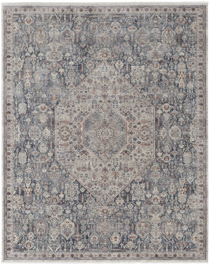 Marquette Transitional Medallion, Blue/Ivory