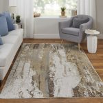 Aura Modern Abstract, Ivory/Gold/Brown