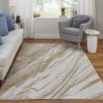 Aura Modern Abstract, Ivory/Taupe/Gold