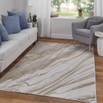 Aura Modern Abstract, Ivory/Taupe/Gold