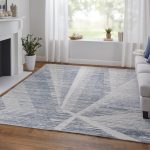 Brighton Modern Abstract, Ivory/Blue/Silver