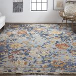 Leylan Transitional Floral & Botanical, Blue/Orange/Red