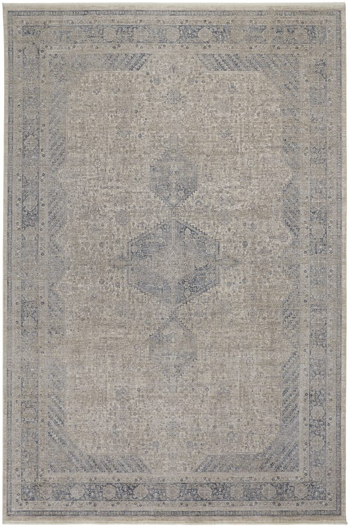 Marquette Transitional Medallion, Taupe/Gray/Blue