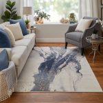 Mandana Modern Abstract, Ivory/Blue