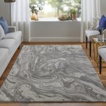 Prasad Modern Watercolor, Gray/Ivory/Silver