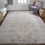 Marquette Transitional Medallion, Gray/Ivory/Orange
