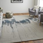 Anya Transitional Abstract, Ivory/Blue/Gray