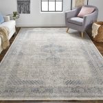 Marquette Transitional Medallion, Taupe/Gray/Blue
