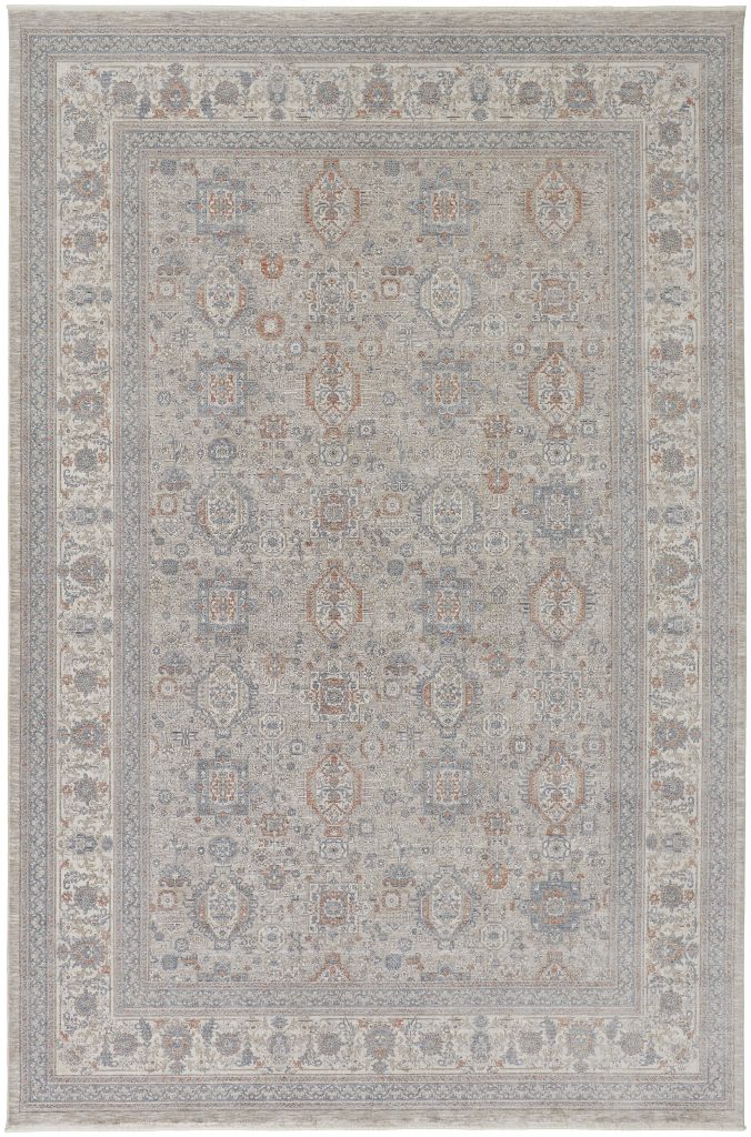 Marquette Transitional Oriental, Taupe/Silver/Blue