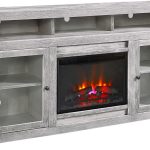 74" Highboy Fireplace Console w/ 2 Doors