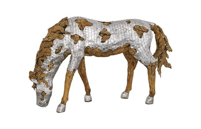 Mustang Horse Armored Sculpture, Grazing