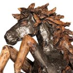 Mustang Horse Armored  Sculpture, Rearing, Natural Bronze Finish