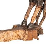 Mustang Horse Armored  Sculpture, Rearing, Natural Bronze Finish
