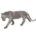Panther Pipe Sculpture, Walking, Stainless Steel, Small