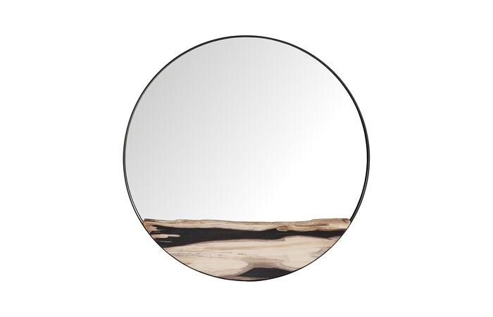 Petrified Slice Mirror, Black Frame, Large