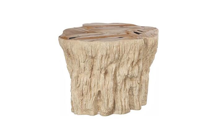 Hewn Petrified Side Table, Rough Cream