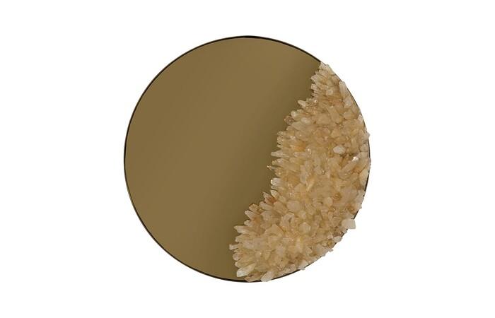 Aura Crystal Mirror, Brass Frame, Medium