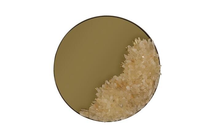 Aura Crystal Mirror, Brass Frame, Small