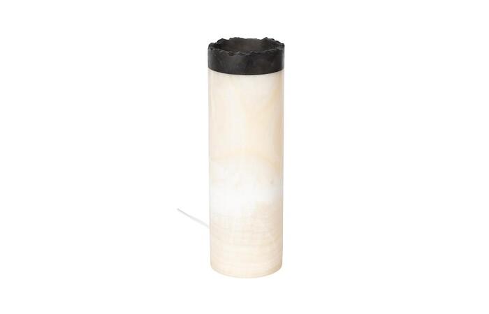 Onyx Cylindrical Lamp, White, Top Black