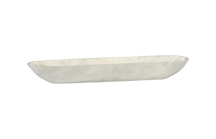 Onyx Canoe Bowl, White Ice Polish