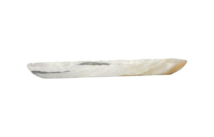Onyx Canoe Bowl, White Ice Polish