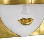 Fashion Faces Wall Art, Large, Smile, White And Gold Leaf