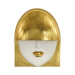 Fashion Faces Wall Art, Large, Smile, White and Gold Leaf