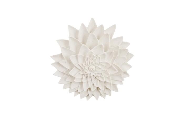 Dahlia Flower Wall Art, White Stone