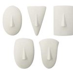 Geometric Cycladic Wall Art, Set of 5, White Stone