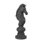 Knight Chess Sculpture, Cast Stone Black