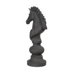 Knight Chess Sculpture, Cast Stone Black
