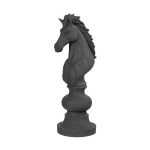 Knight Chess Sculpture, Cast Stone Black