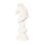 Knight Chess Sculpture, Cast Stone White