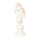 Knight Chess Sculpture, Cast Stone White