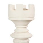 Rook Chess Sculpture, Cast Stone White