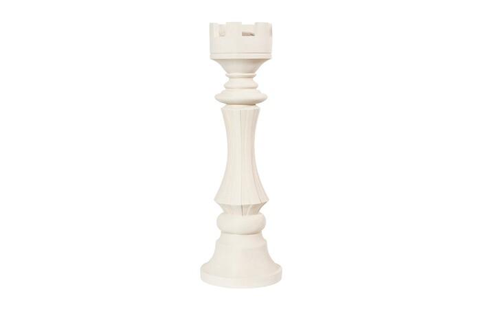 Rook Chess Sculpture, Cast Stone White