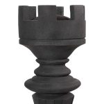 Rook Chess Sculpture, Cast Stone Black