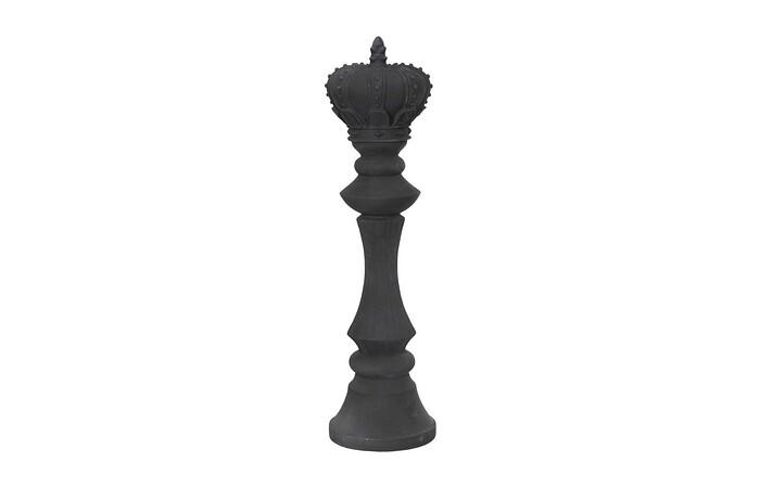 King Chess Sculpture, Cast Stone Black, Small