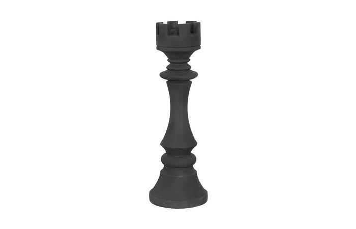 Rook Chess Sculpture, Cast Stone Black, Small