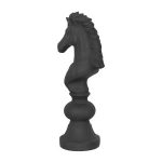 Knight Chess Sculpture, Cast Stone Black, Small