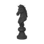 Knight Chess Sculpture, Cast Stone Black, Small