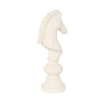 Knight Chess Sculpture, Cast Stone White, Small
