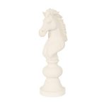 Knight Chess Sculpture, Cast Stone White, Small