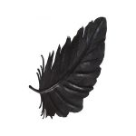 Feather Wall Decor, Black, Metal, Sm