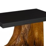 Plinth Side Table, Teak Root With, Iron Top