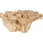 Teak Root Dining Table Base, Bleached, With 72" Glass Top