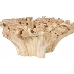 Teak Root Dining Table Base, Bleached, With 72" Glass Top