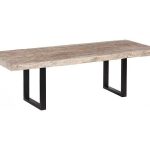 Origins Dining Table, Straight Edge, Weathered Gray, Satin Black Legs